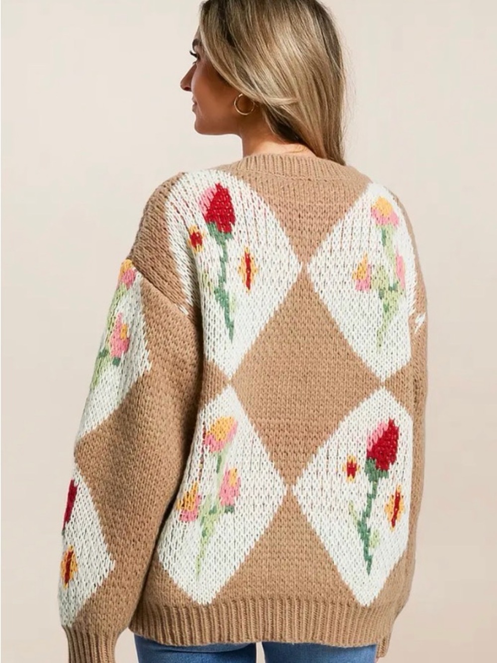 NWOT Bailey Rose Floral Patchwork Chunky Cardigan Sweater Size Medium - Picture 2 of 8